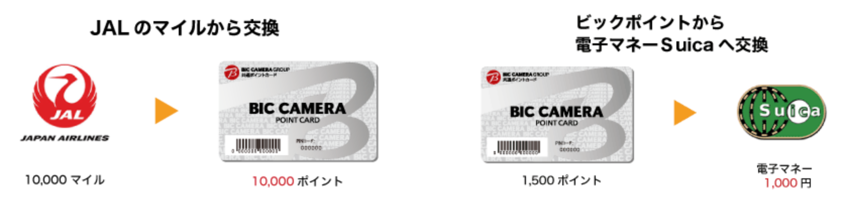 ビックポイントと他社ポイントの交換例